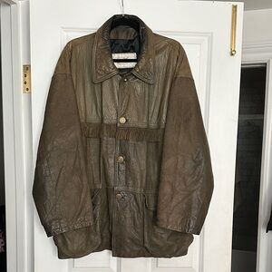Unisex 100% Western Leather Jacket with Fringes olive green L/XL